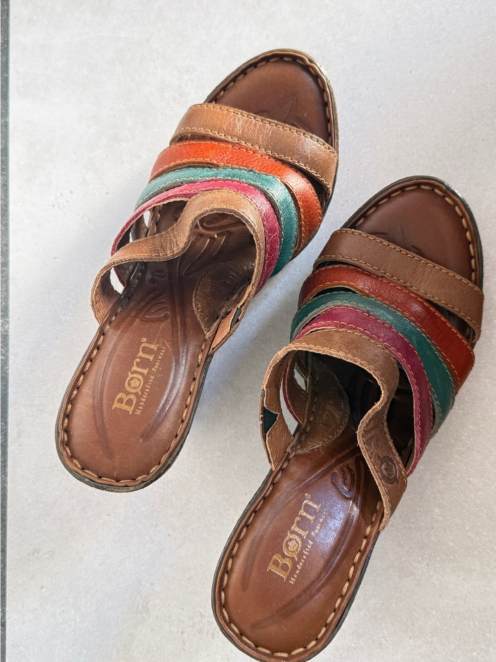 Born Leather Wedge Sandals - Women’s Size 7